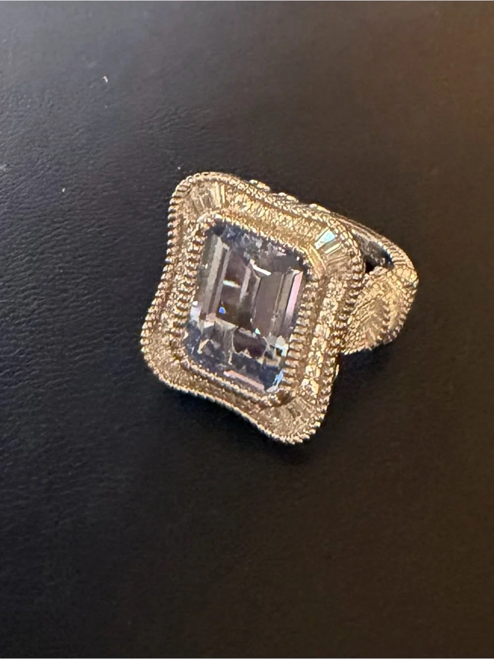Judith Ripka Lab Blue Spinel, Rhodium Over Sterling Silver Princess Ring, size 6